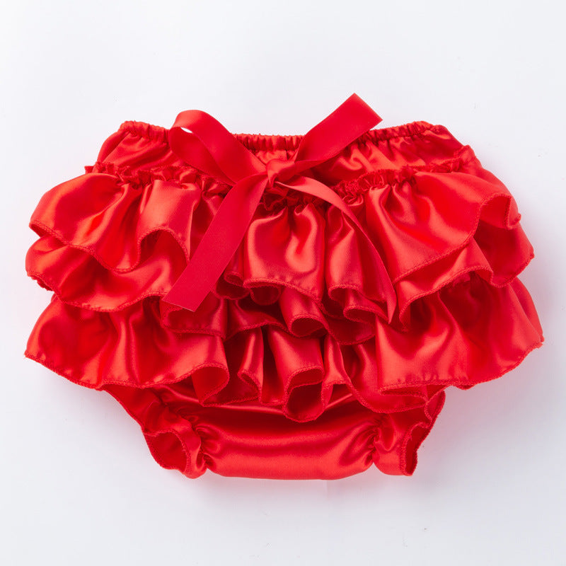 Girls bow-knot satin triangle shorts multicolor children's pants
