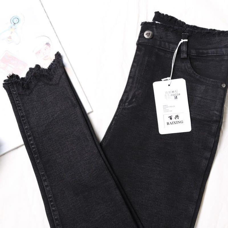 Women's spring and autumn new raw edge leggings
