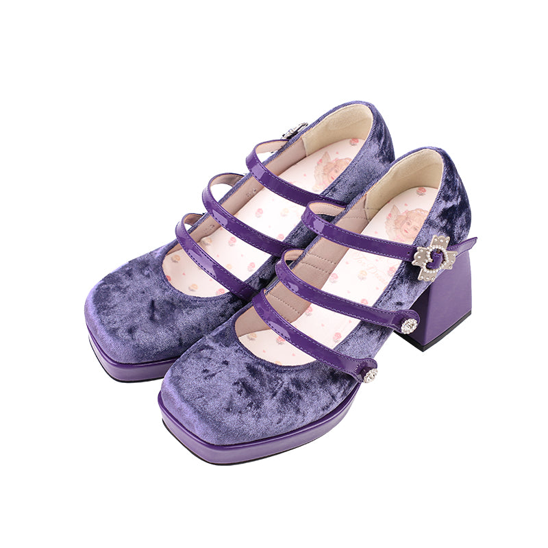 Velvet Edition Original Pearl Bow Three Buckles