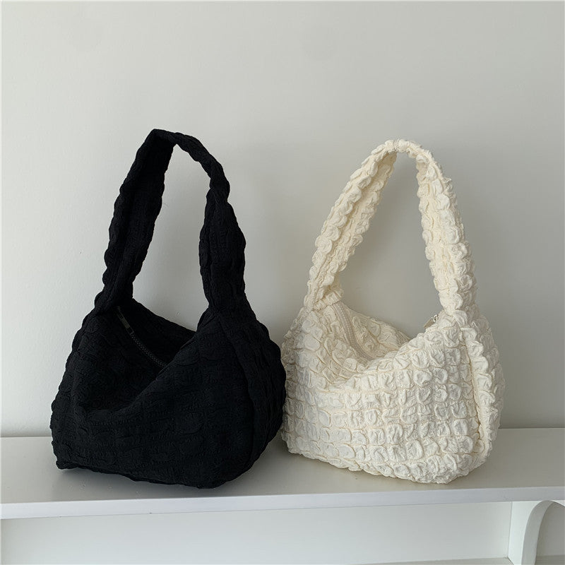 One-shoulder Underarm Tote Cloud Pleated