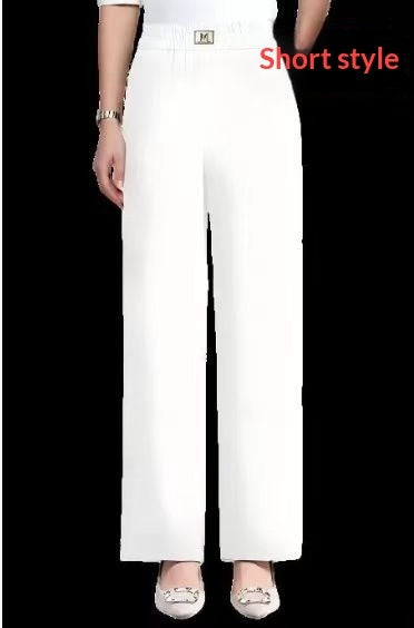 Womens Casual Wide-leg Straight Pants With A Colorful Elastic Waist