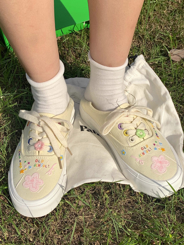 Art Cute Student Custard Canvas Shoes Women