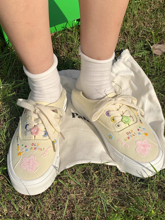 Art Cute Student Custard Canvas Shoes Women