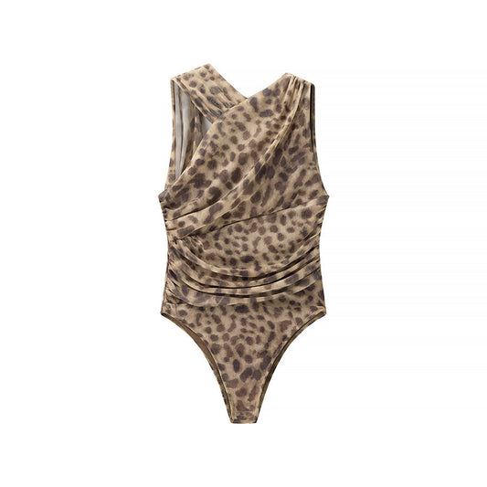Ny Asymmetrisk Plisseret Crossover Jumpsuit til Kvinder
