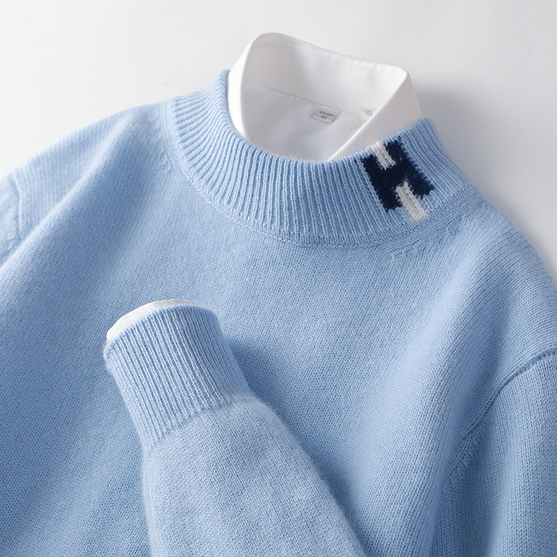 Efterår Og Vinter Ny Fortykkede Ensfarvet Løs Fritids All-match Strikket Sweater