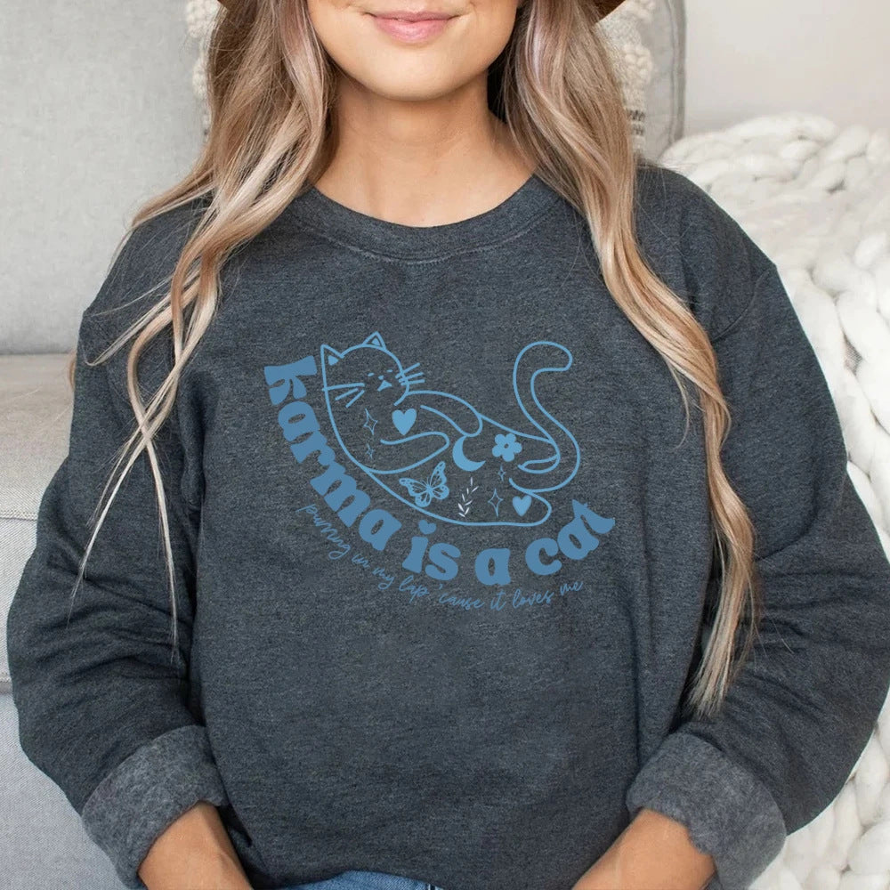 Retro sweatshirt til kvinder med rund hals