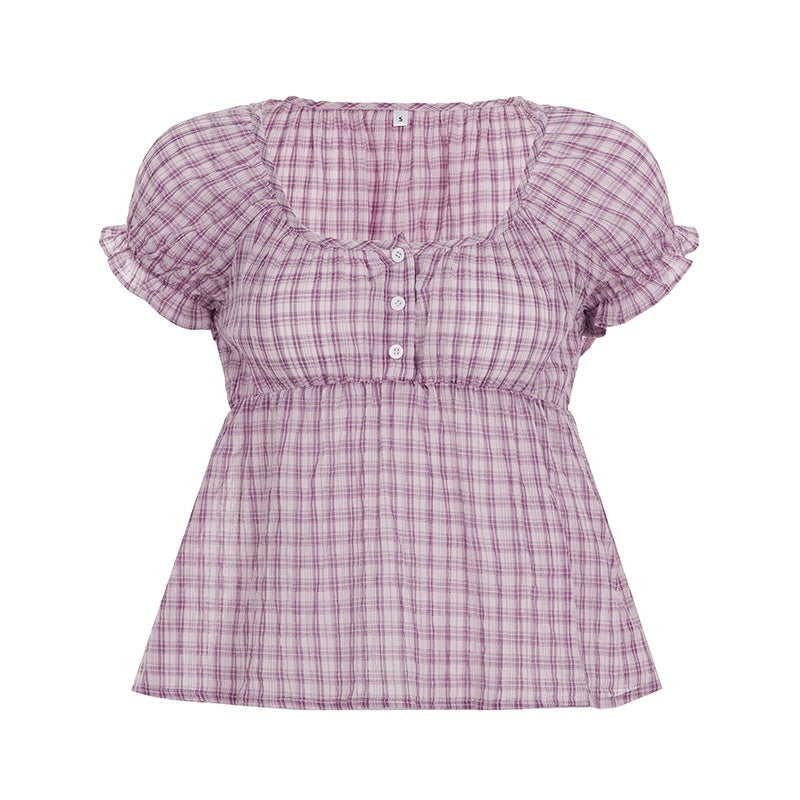 High-waisted Skirt Swing Design Square Collar Short Top Fashion Women's Wear