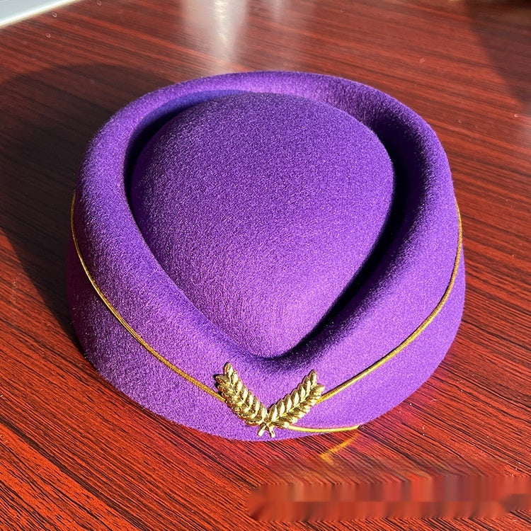 Simple And Versatile Flight Attendant Berry Hat