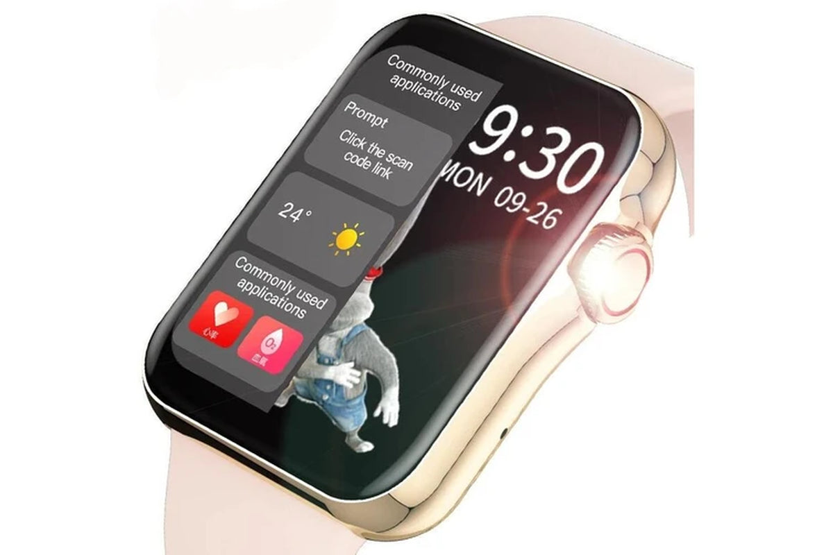 Women Smart Watch Full Touch HD Screen Smart Watch Sport Tracker Calling Smartwatch Heart Rate BP ECG with Music Playback Watch - Black Silicone