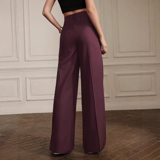 Retro Purple High-waisted Pleated Wide-leg Pants