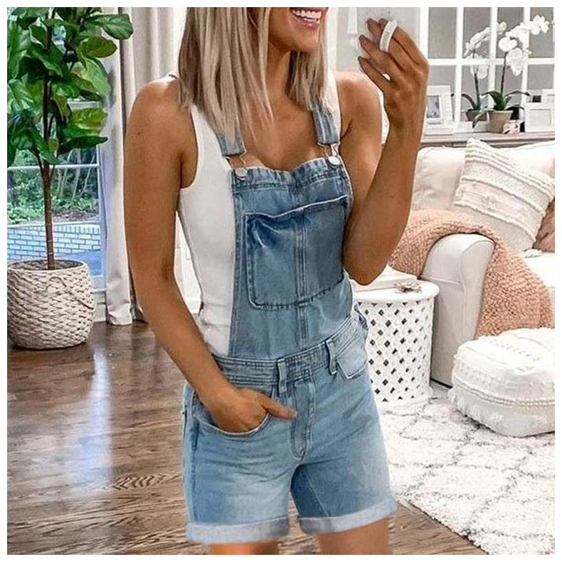 Women's Denim Bibs Fashion Washing
