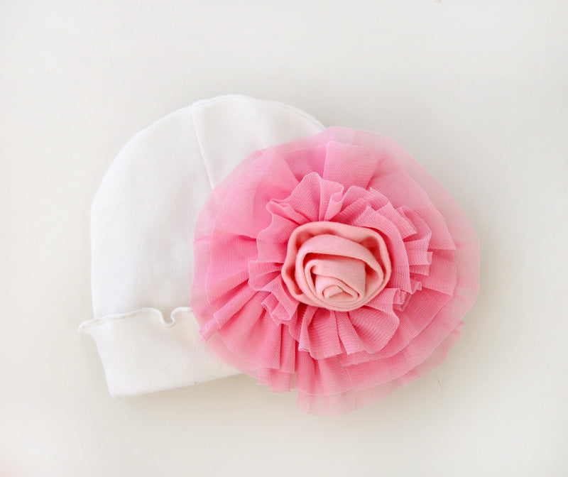 Super Smuk Stor Blomst Strikket Pige Babyhue