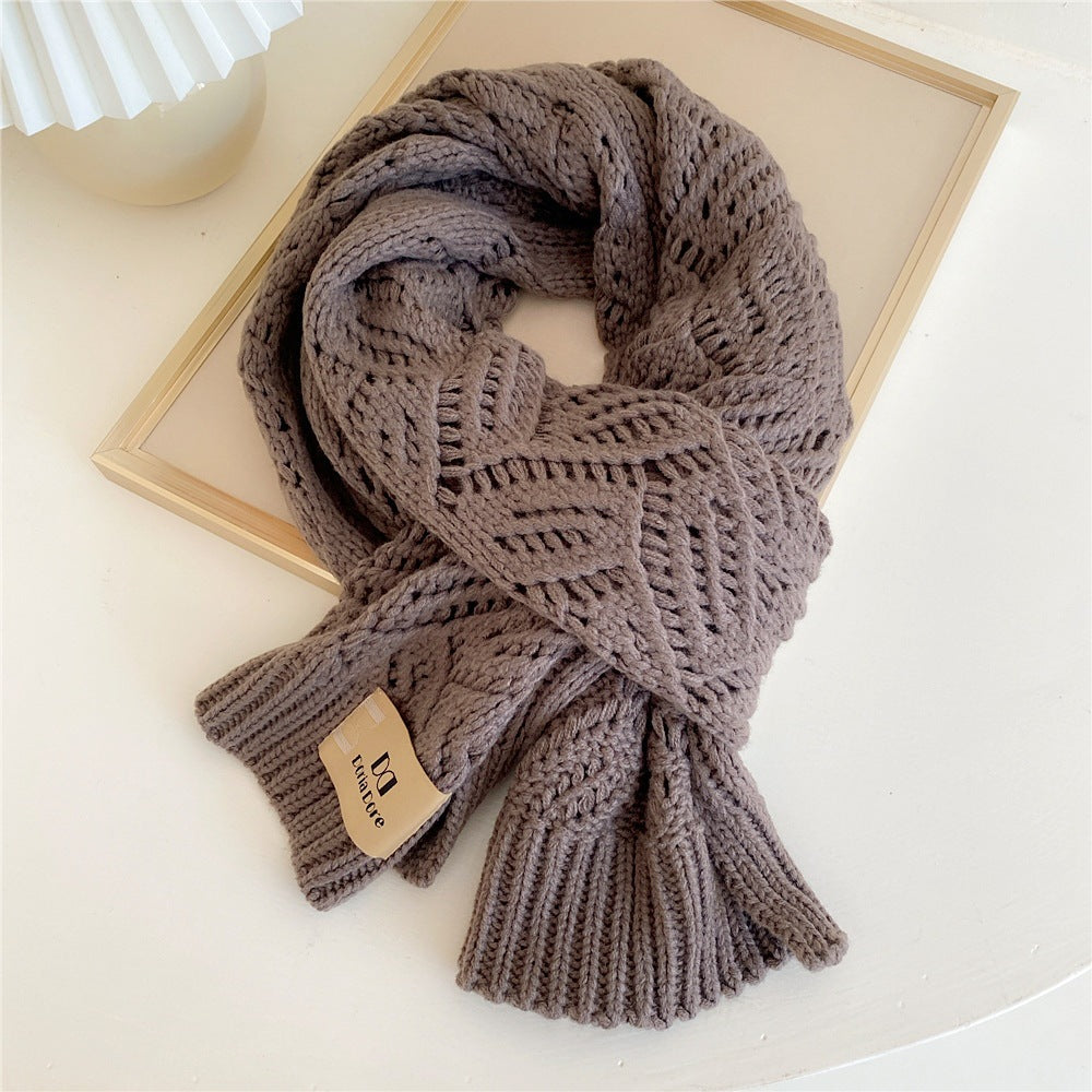 Women's All-match Earth Color Knitted Woolen Scarf