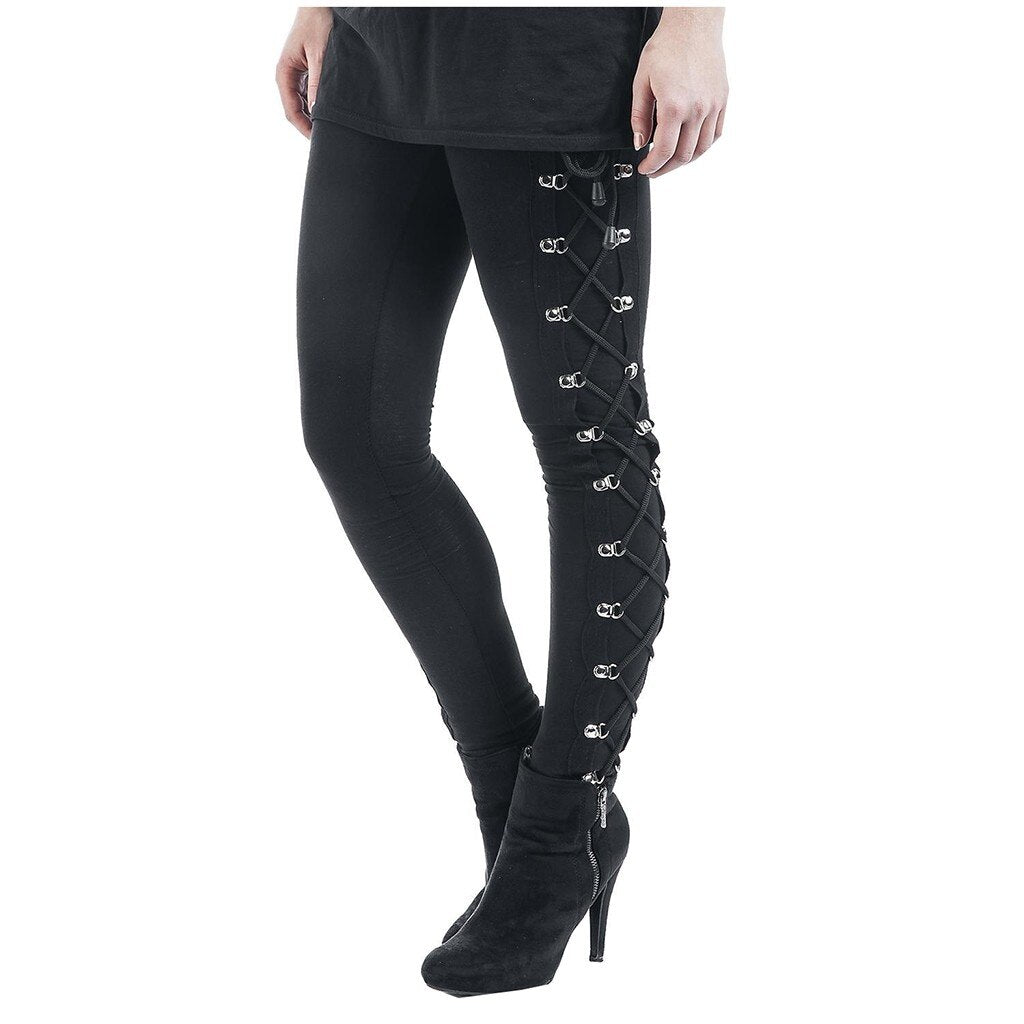 Slim Height Stretch All-Match Lace-Up Leggings Casual Pants