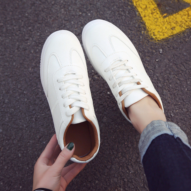 New Spring Thick White Shoes Casual Shoes Female Korean Female Leather Shoes Solid Platform Shoes
