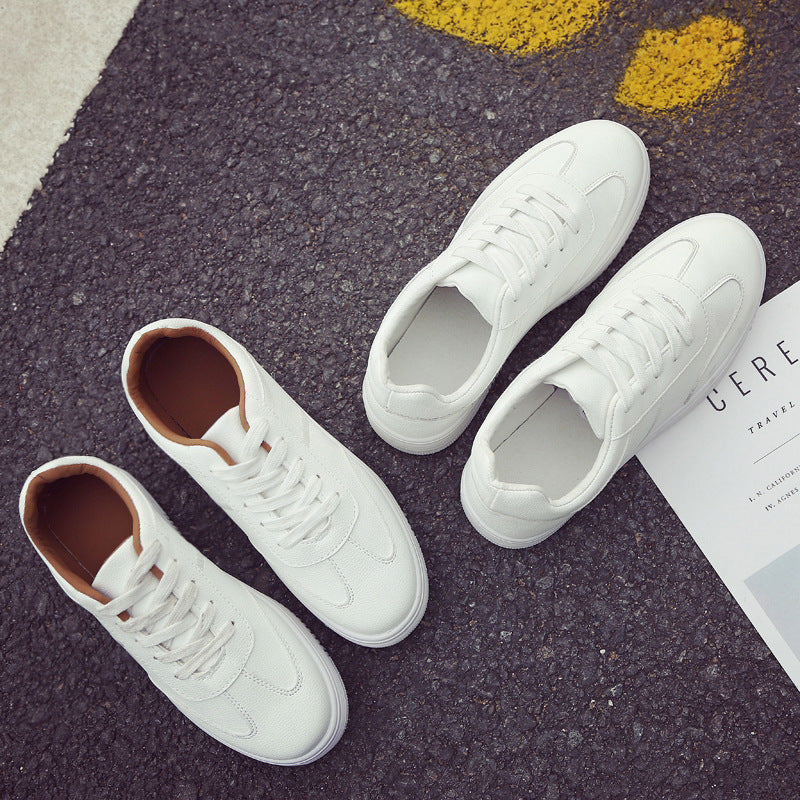 New Spring Thick White Shoes Casual Shoes Female Korean Female Leather Shoes Solid Platform Shoes