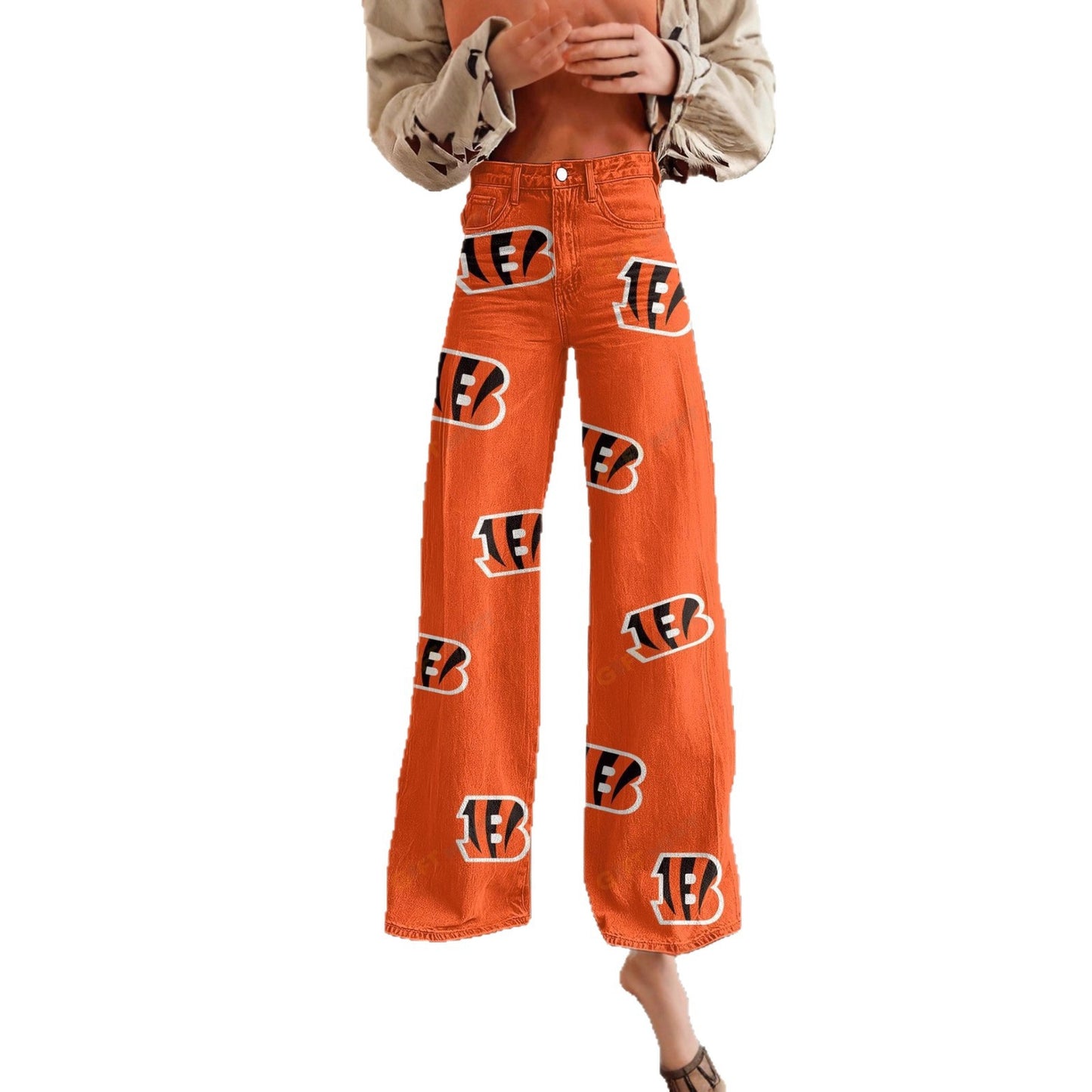 Digital Print Casual Versatile Plus-size Faux Denim Jeans 3D