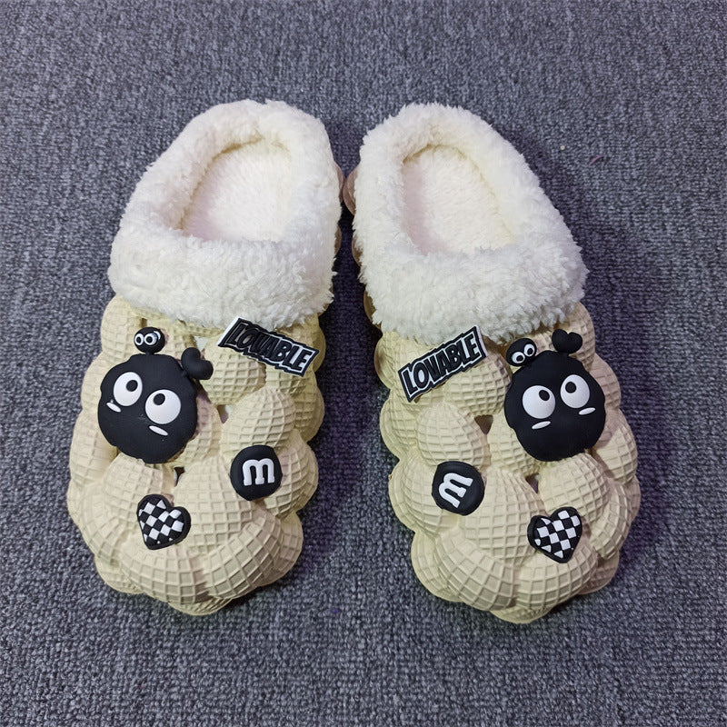 Dame Fashion Afslappede Lychee Bubble Platform Skridsikre Varme Hjemmesko