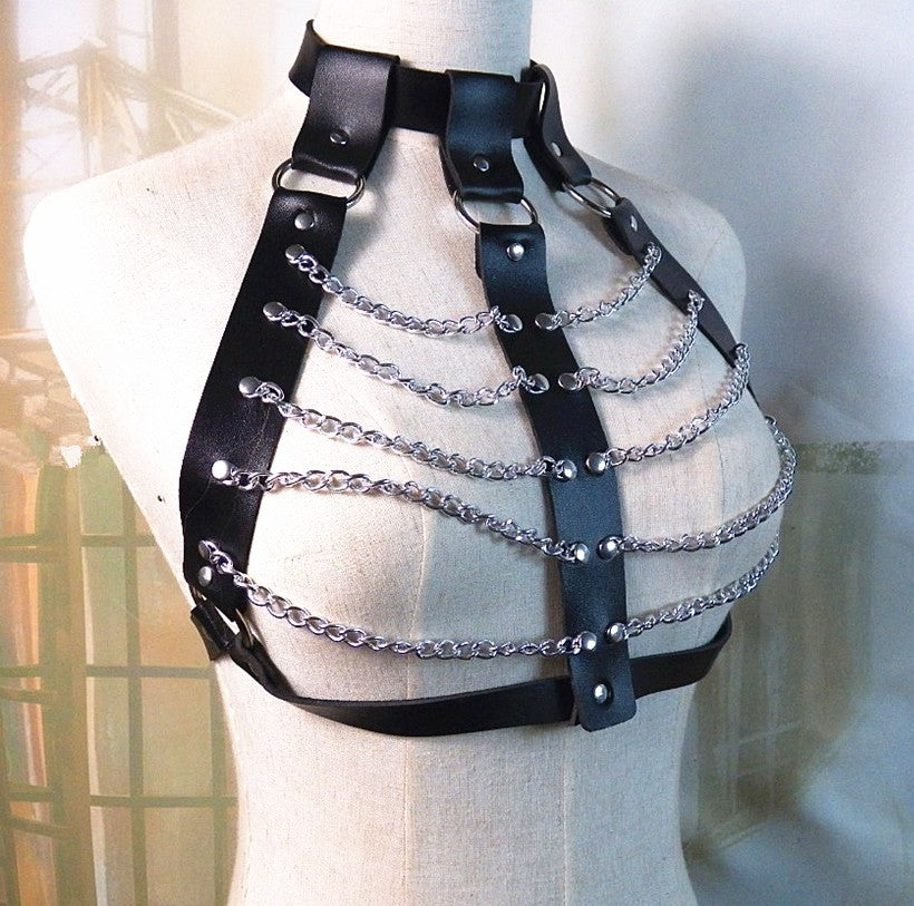 Punk Dark Street Dance Collar Belt One Piece