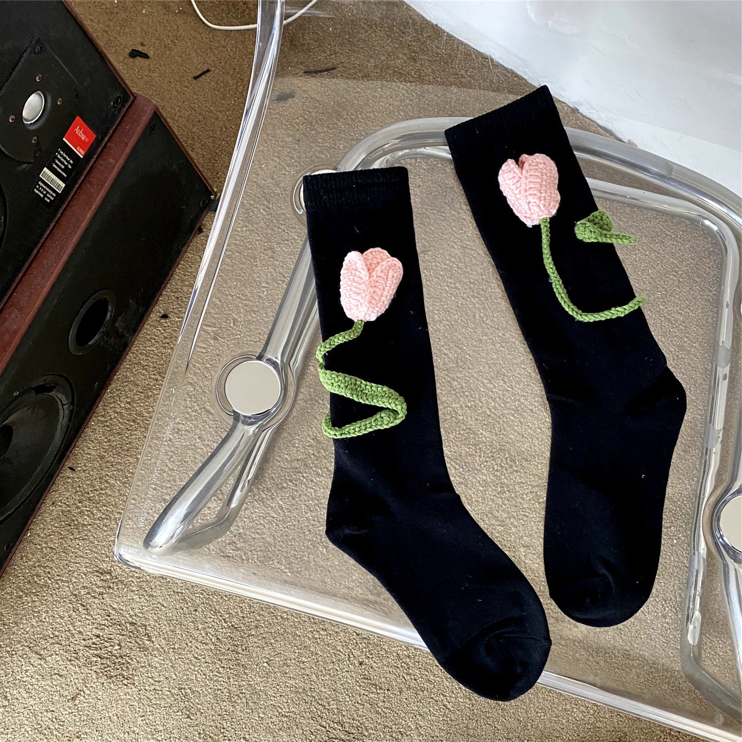 Tulip Hook Flower Long Socks Female Autumn And Winter