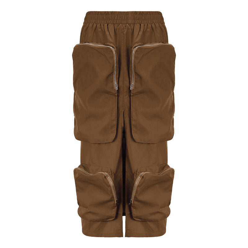 Fashion Street Tooling Wind Big Pockets Tighten Waist