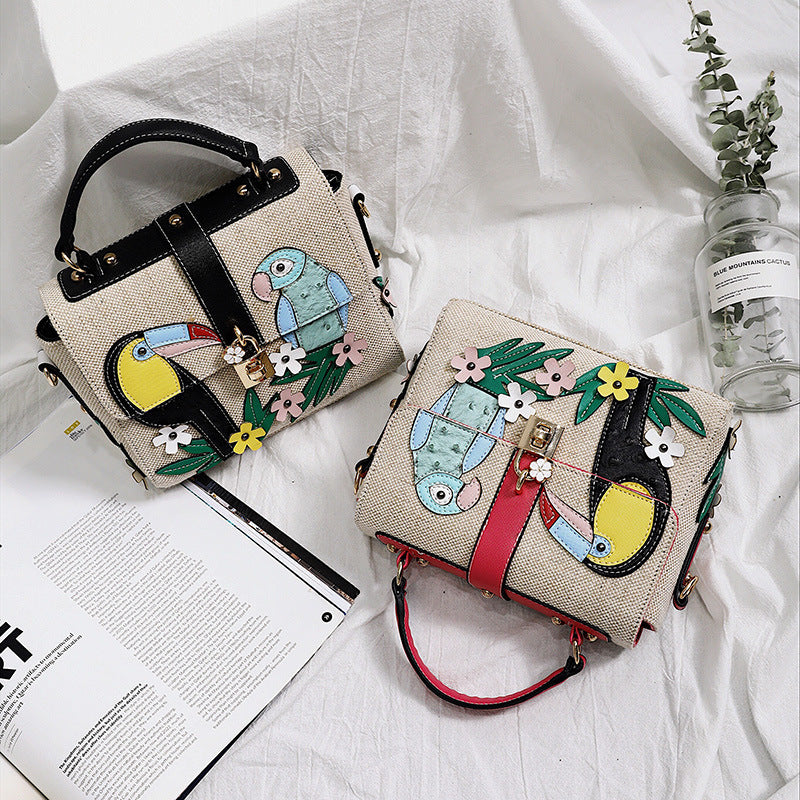 Two color Parrot Bird Decal Single Shoulder Messenger Bag