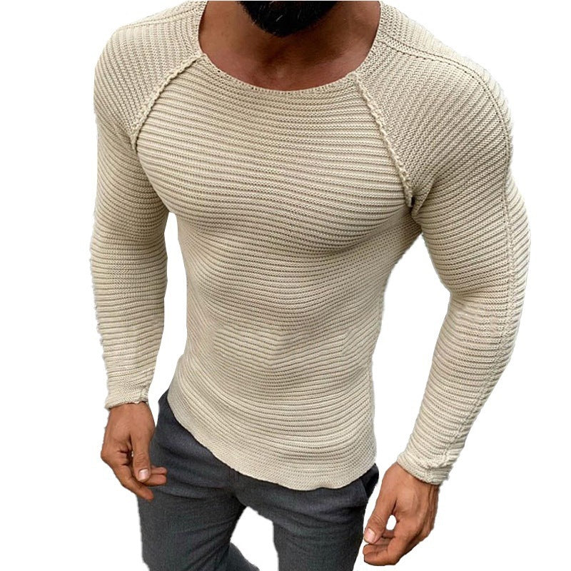 Men's Crew Neck Pullover Sweater Knitwear Solid Color Casual