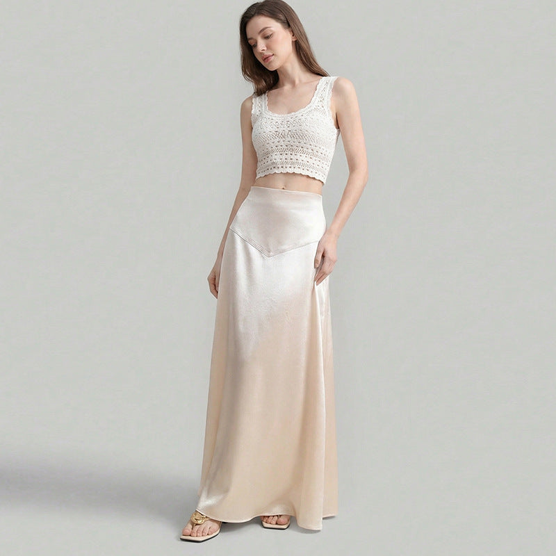 Women's Elegant Satin Loose Straight Skirt