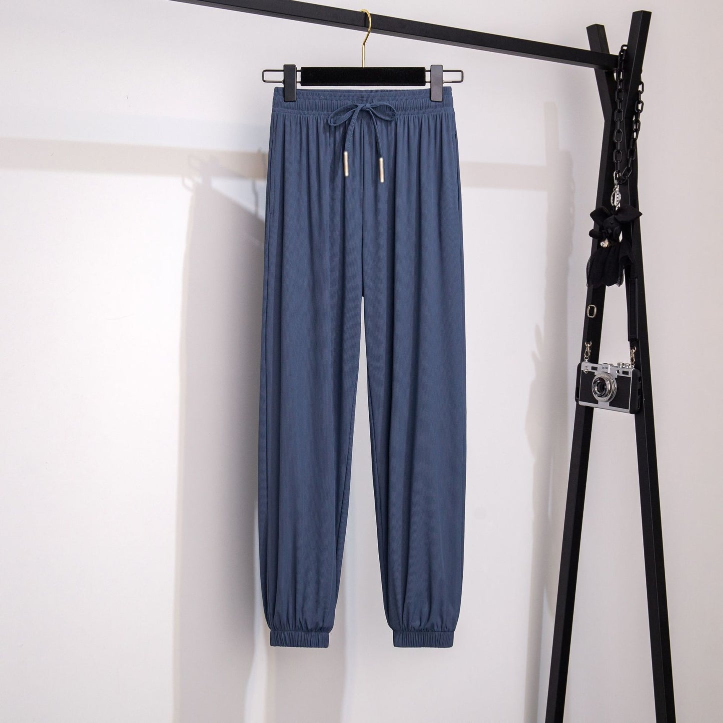 High Waist Loose Cropped Ice Silk Leggings For Women