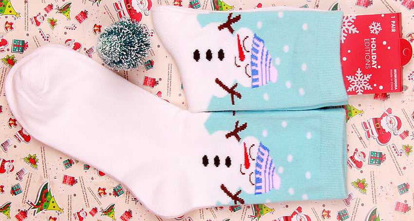 Old man elk snowman cotton women's socks