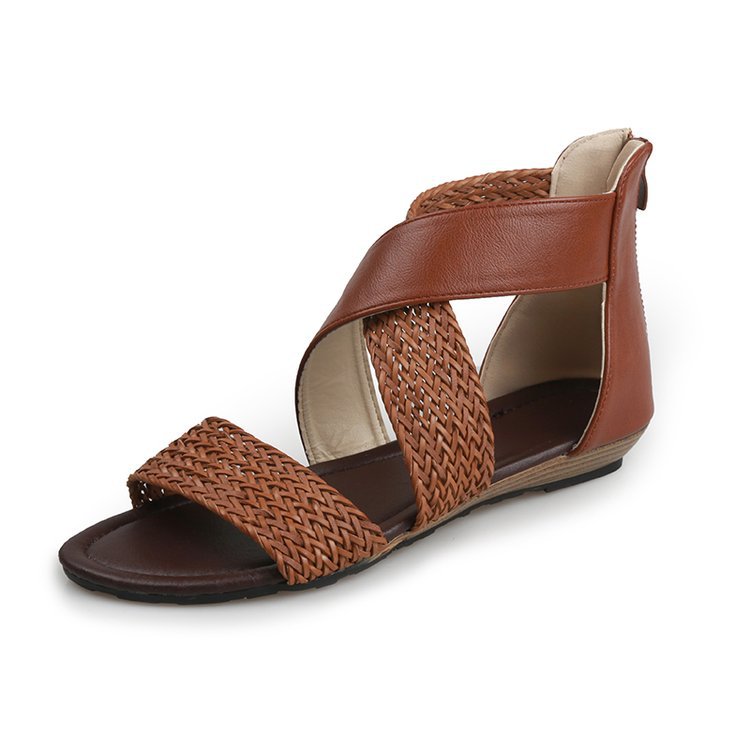 Cross straps Roman sandals colorblock