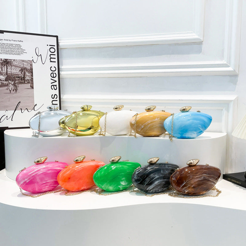 Oval Shell Goose Egg Acrylic Fashion Evening Bag Chain Shoulder Women's