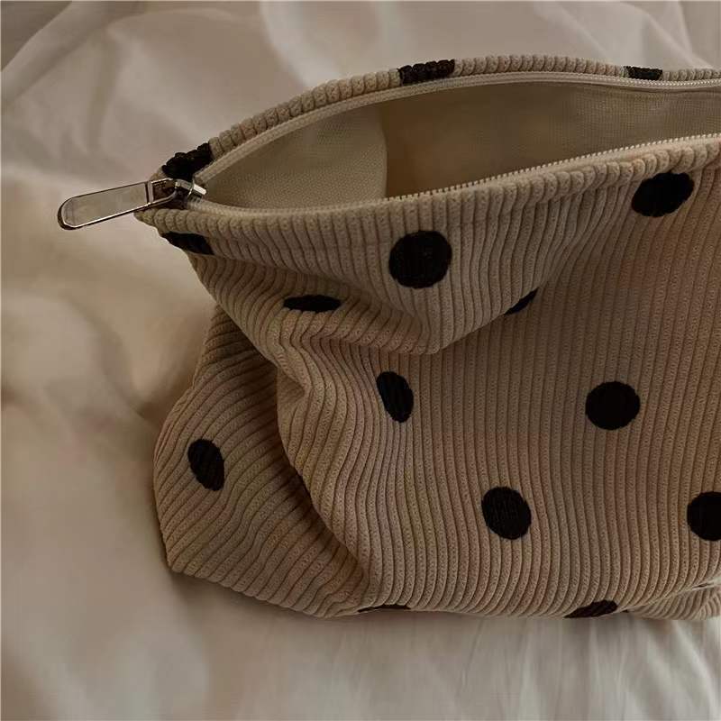 Lipstick Storage Corduroy Retro Polka Dot Bag