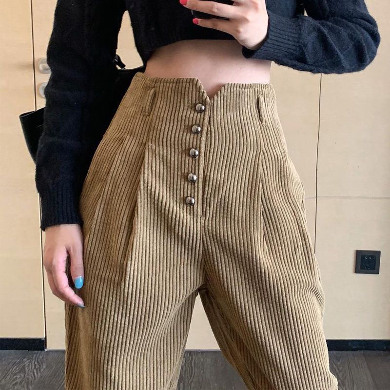 Spring Small Foot Nine Points High Waist Hundred With Thin Radish Pants