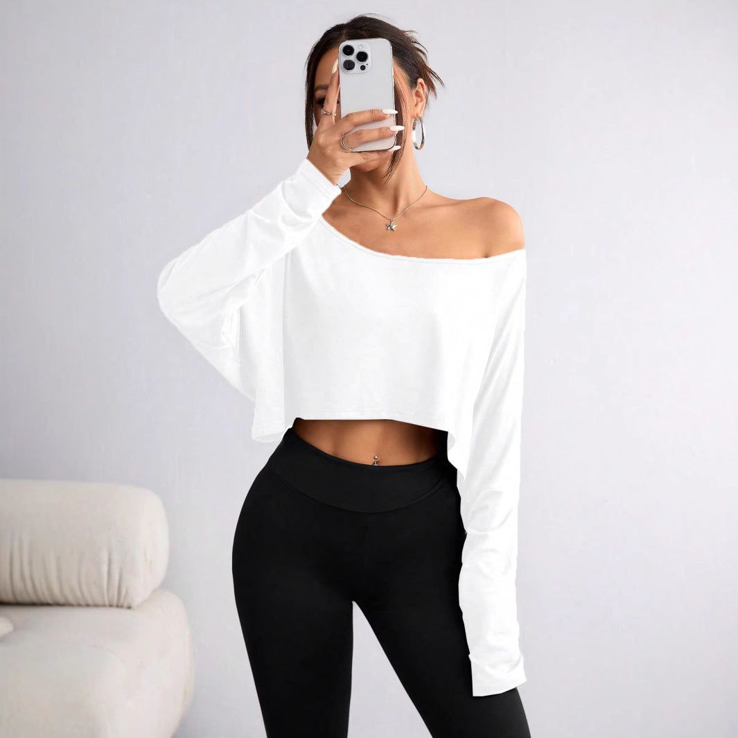 Fashion Off-shoulder Loose Bottoming Top T-shirt Ice Feeling