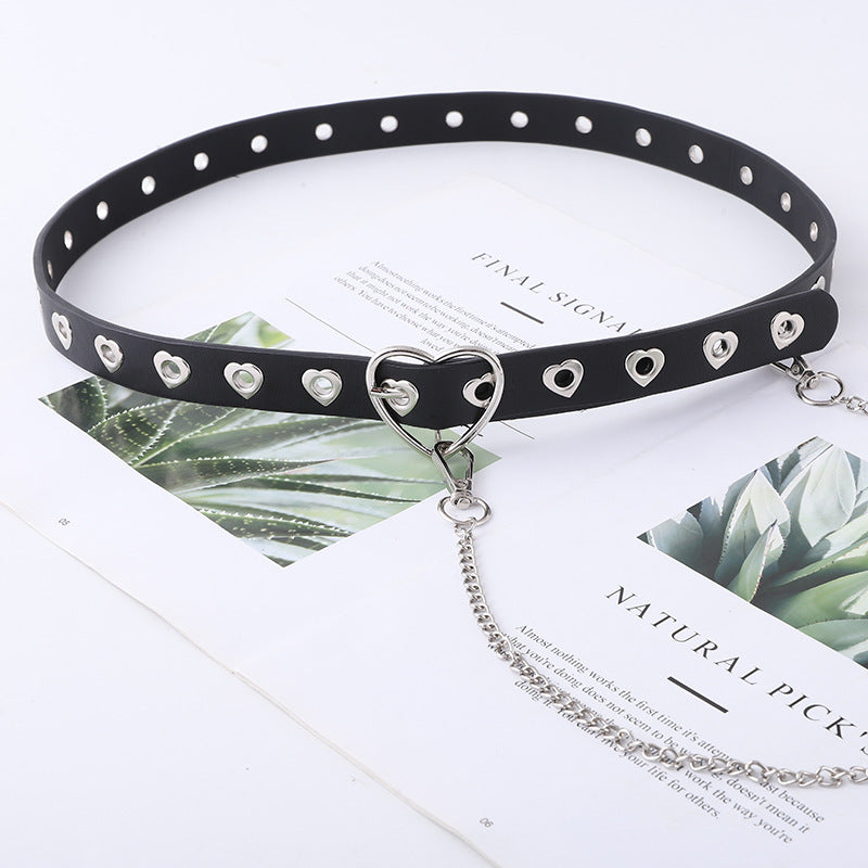 Punk Heart Eyelet Buckle Cutout Decoration Ladies Belt