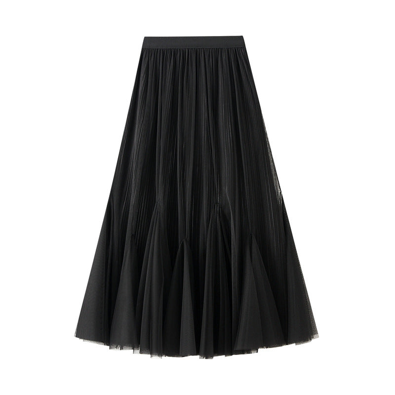 Autumn Retro Fall Gauze Skirt Slimming Large Hem Fishtail Skirt For Women