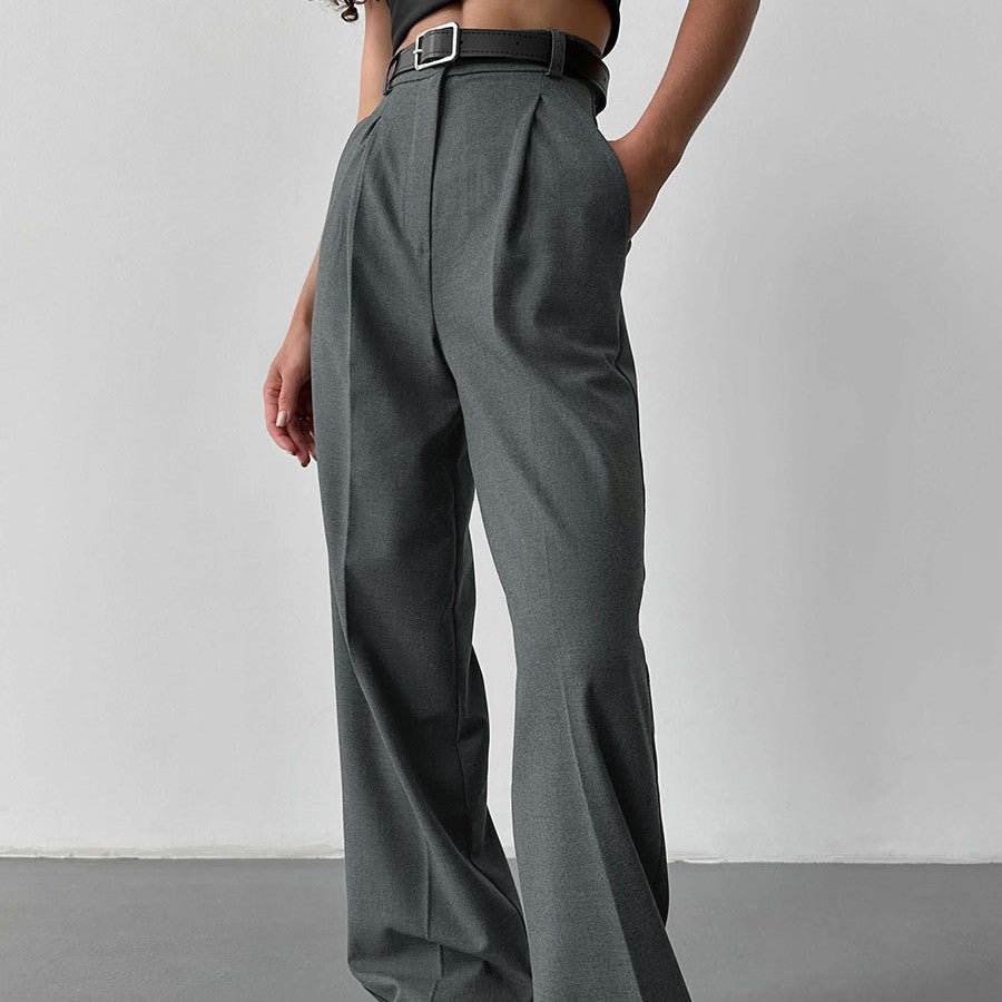 Temperament Commute Loose Straight Trousers