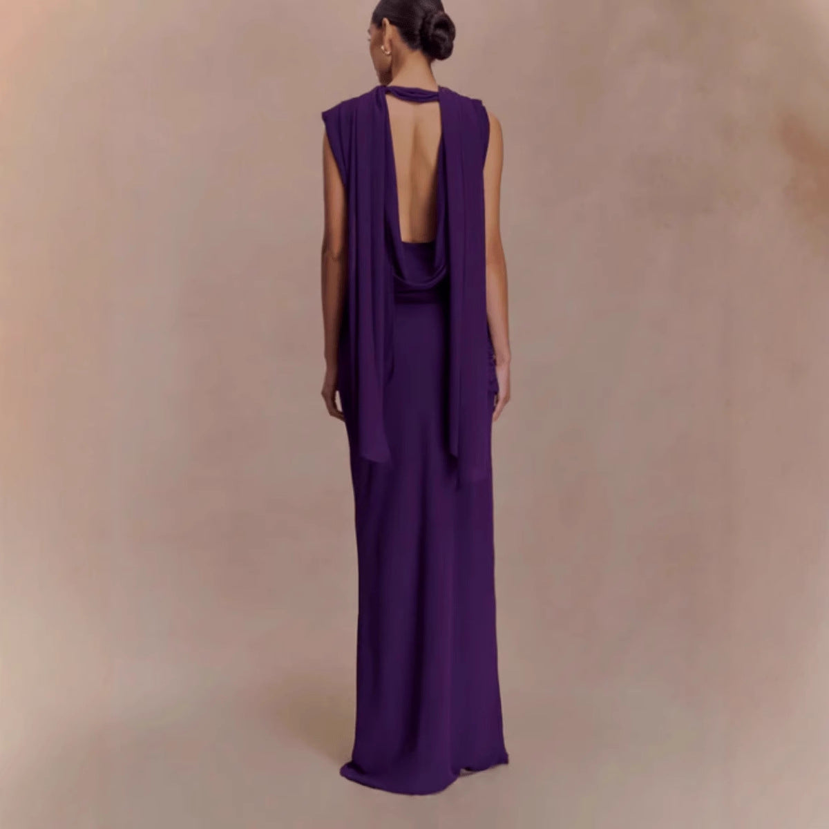 Womens Pile-Neck Bow-Tie Scarf Dress