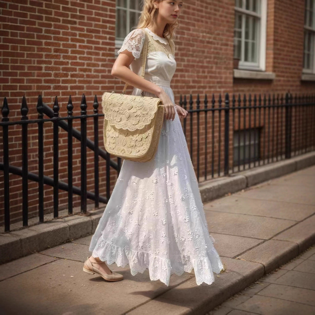 Stylish 3D Floral-embroidered Midi Dress