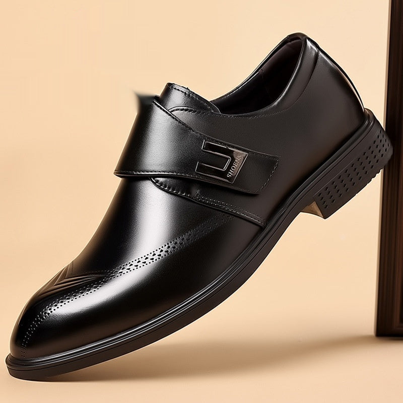 Mens Leather Shoes Made From Full-Grain Cowhide With A Pipe-Shaped Toe