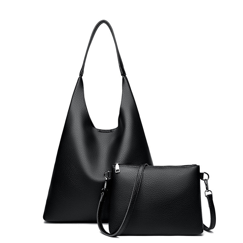 Retro Skuldertaske med stor kapacitet i blødt læder – Crossbody-taske til under armen