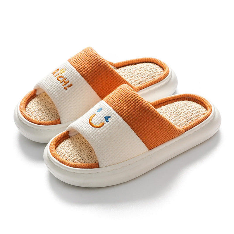 Four Seasons Home Indoor And Outdoor Couples Thick Bottom Cotton Linen Slippers