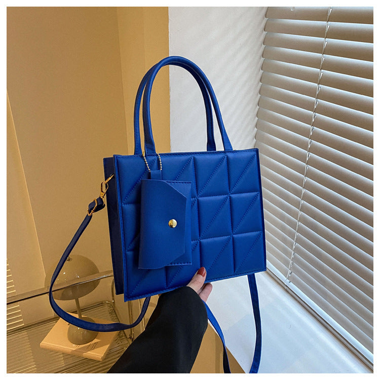 Fashionternet Plaid Skulder Med Lille Pung Enkel Elegant Bærbar Firkantet Tote Damehåndtaske