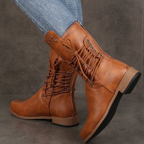 Medium Boot Large Size Flat Rivet Martin Boots
