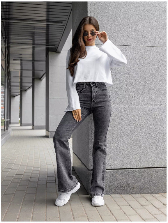 Alsidige casual nye trompetjeans til kvinder