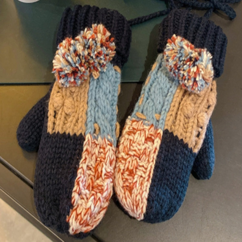 Koreansk version Tykke Fleece Varme Og Kuldesikre Strikkede Uldvanter