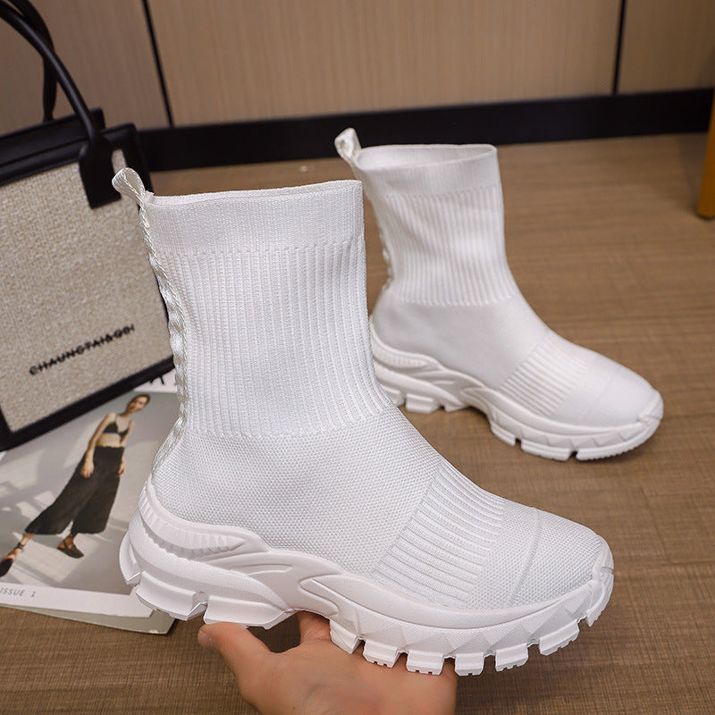 Socks Shoes Thick-soled Knitted Sports Casual Shoes Women's Boots