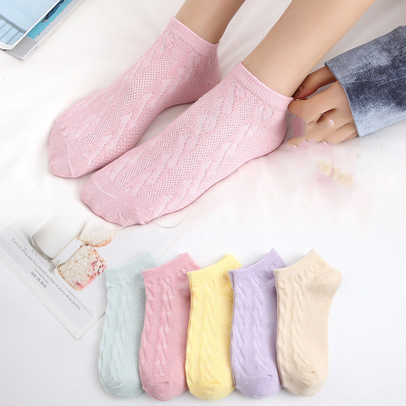 Summer Thin Shallow Mouth Boat Socks Ladies Cotton Socks