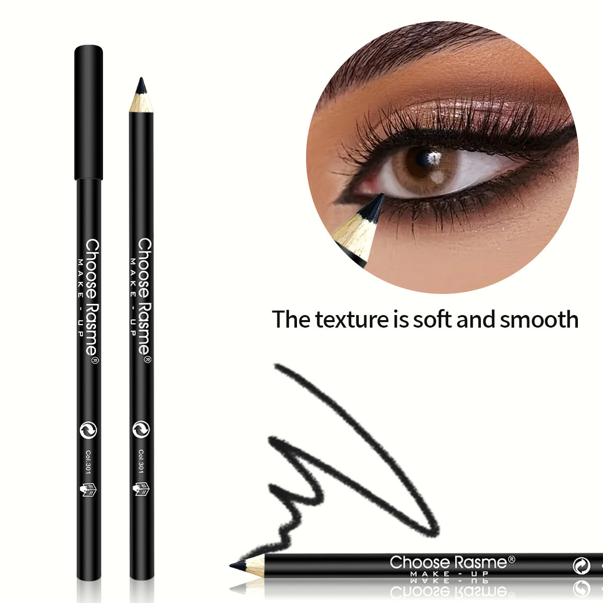 Black Wooden-rod Eyelinersmooth Intensely Pigmented Ultra-fine Long-lasting Waterproof And Sweatproof